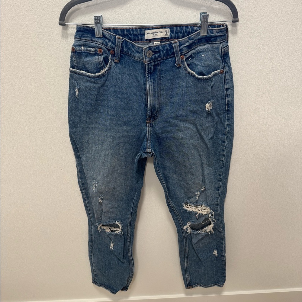 Distressed Abercrombie High Rise Mom Jeans (Curve Love)